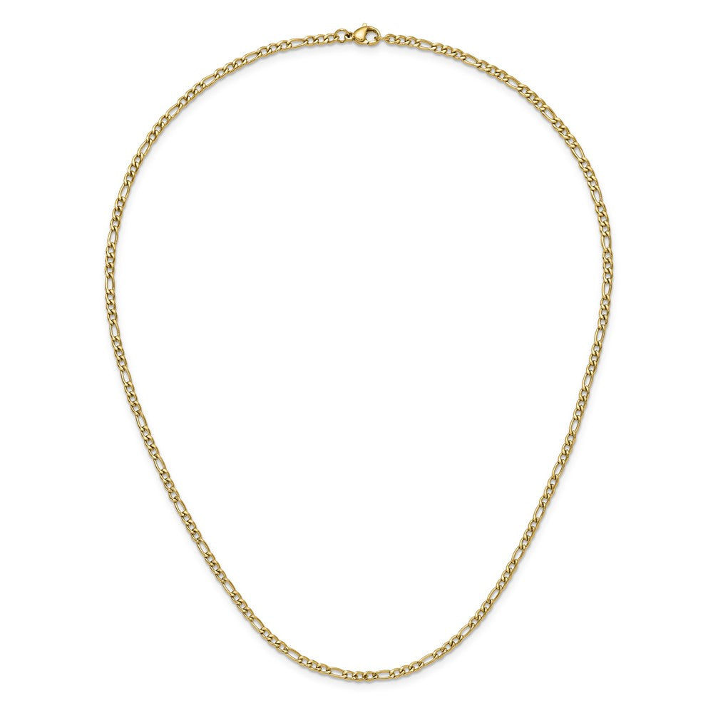 Chisel Stainless Steel Polished Yellow IP-plated 3mm 20 inch Figaro Chain