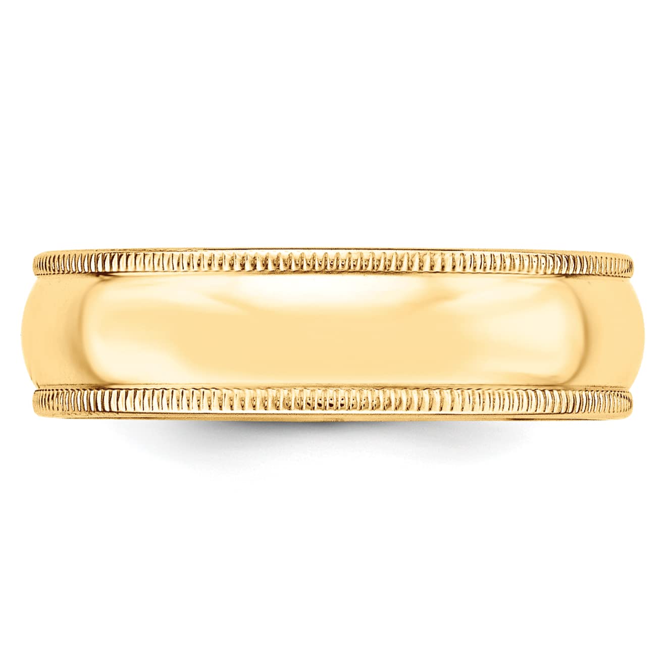 10k Yellow Gold 6mm Milgrain Half Round Wedding Band Size 13