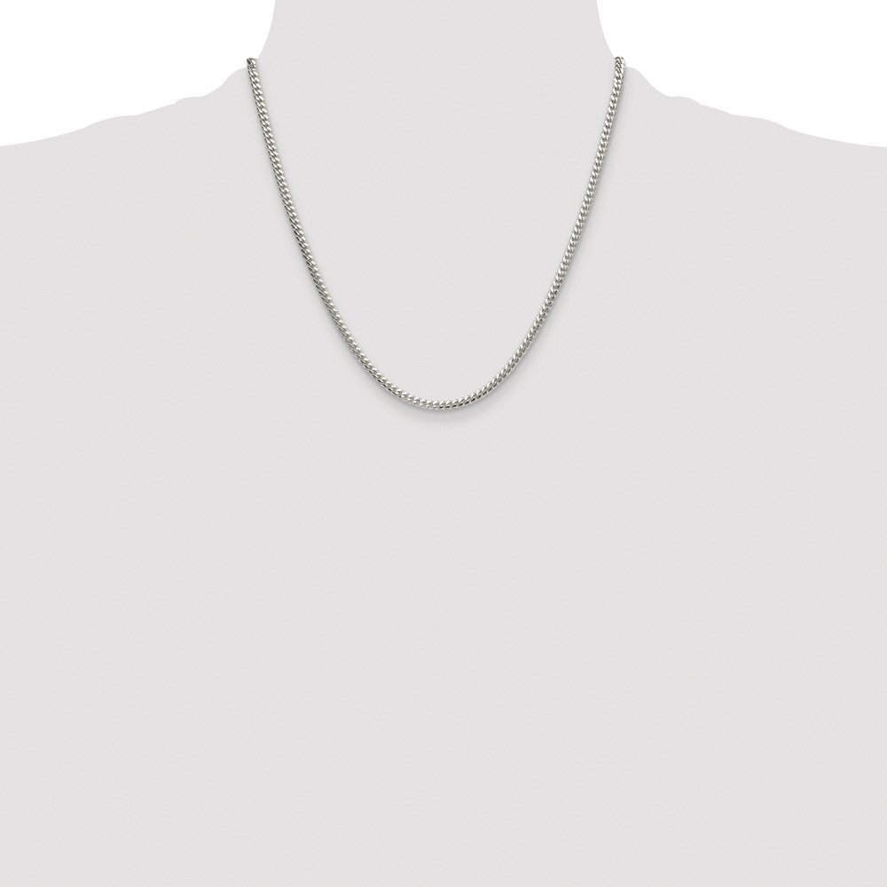 Sterling Silver Rhodium-plated Polished 3.4mm Domed Curb Chain