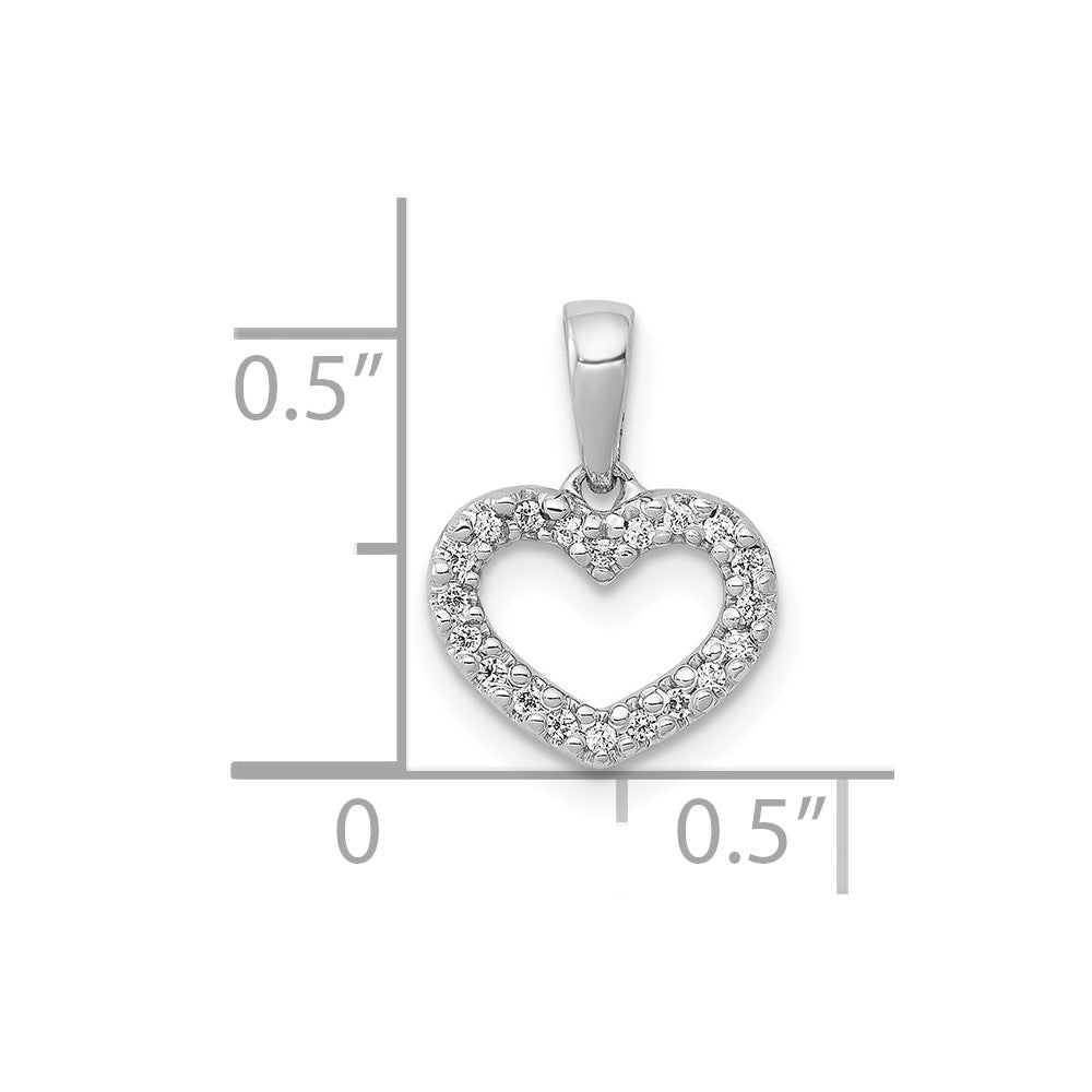 10K White Gold .03ct. Diamond Heart Pendant