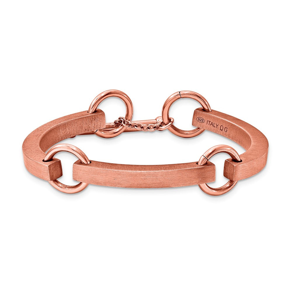 Sterling Silver pink Plate small Vicenza Staus Link Bracelet