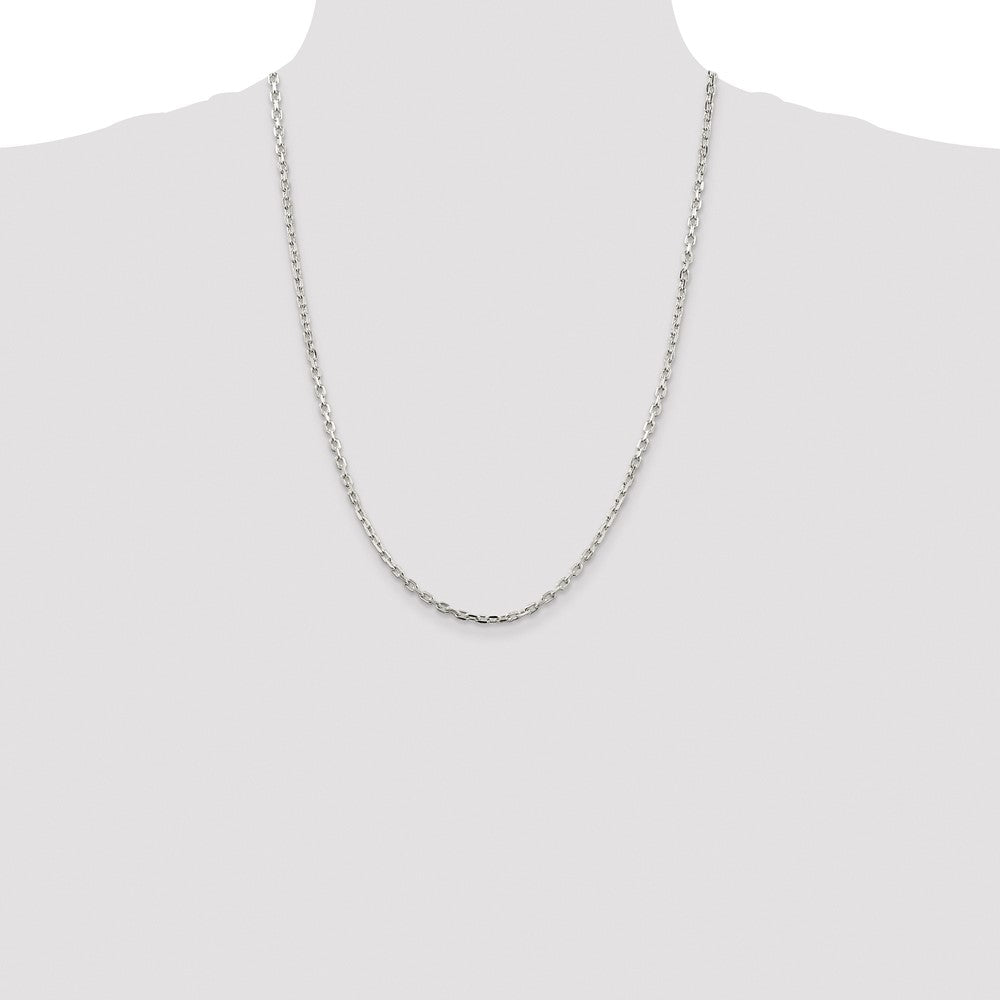Sterling Silver Rhodium-plated 3.25mm Beveled Oval Cable Chain