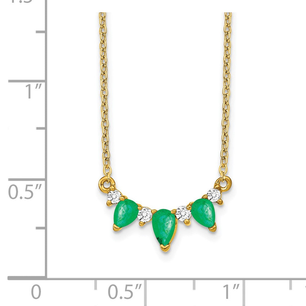 14k Emerald and Diamond 18 inch Necklace