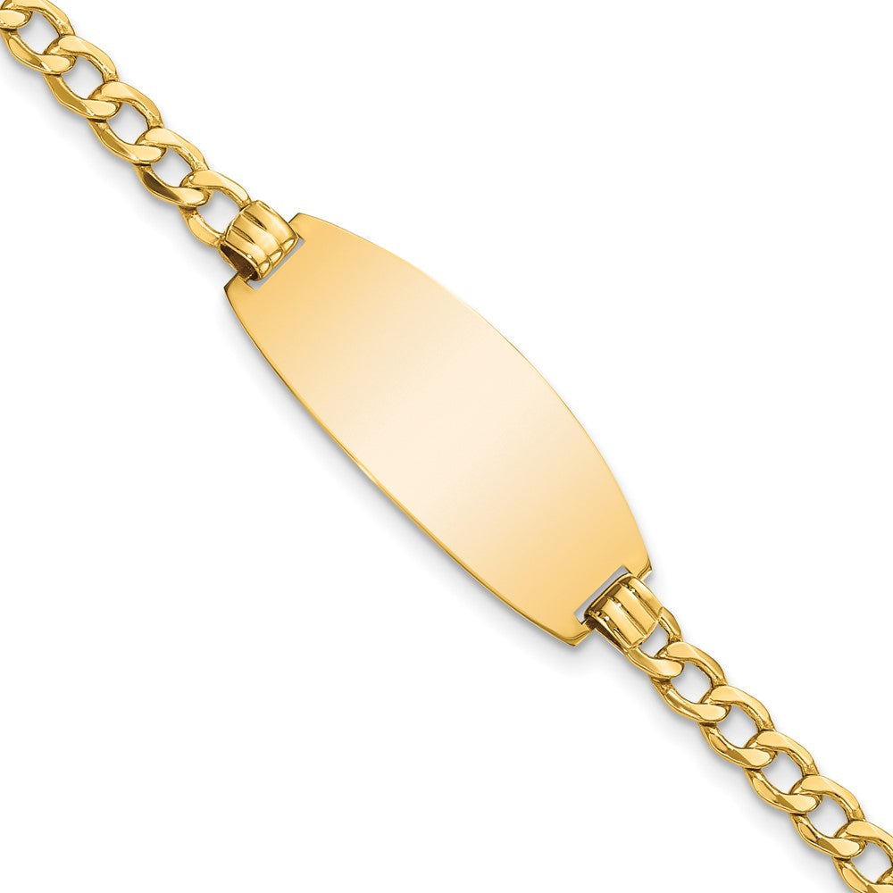 14k Semi-solid Oval Curb ID Bracelet 7 inches