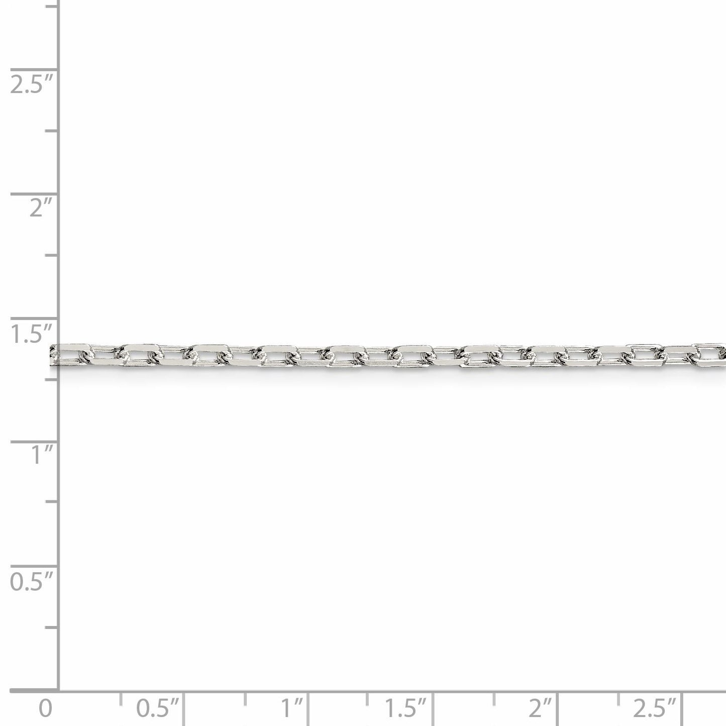 Sterling Silver 2.9mm Diamond-cut Long Link Cable Chain 20 Inches