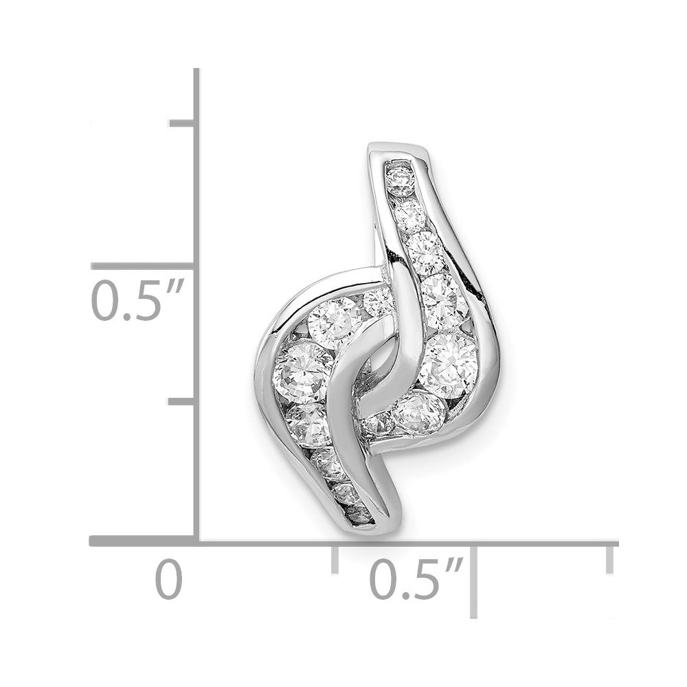Sterling Silver Rhodium-plated Fancy CZ Slide
