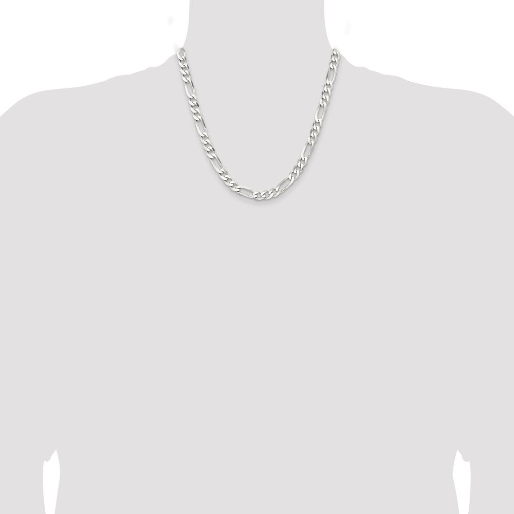 Sterling Silver Rhodium-plated 7.5mm Figaro Chain 20 Inches