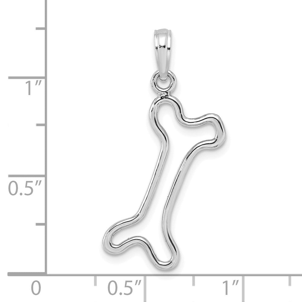 10K White Gold Cut-Out Polished Dog Bone Charm