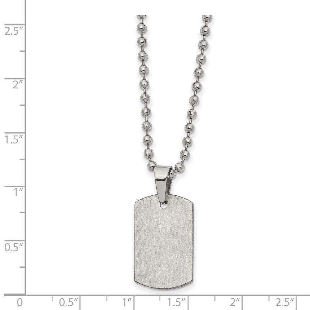 Stainless Steel Brushed and Polished Reversible Dog Tag 22in Necklace