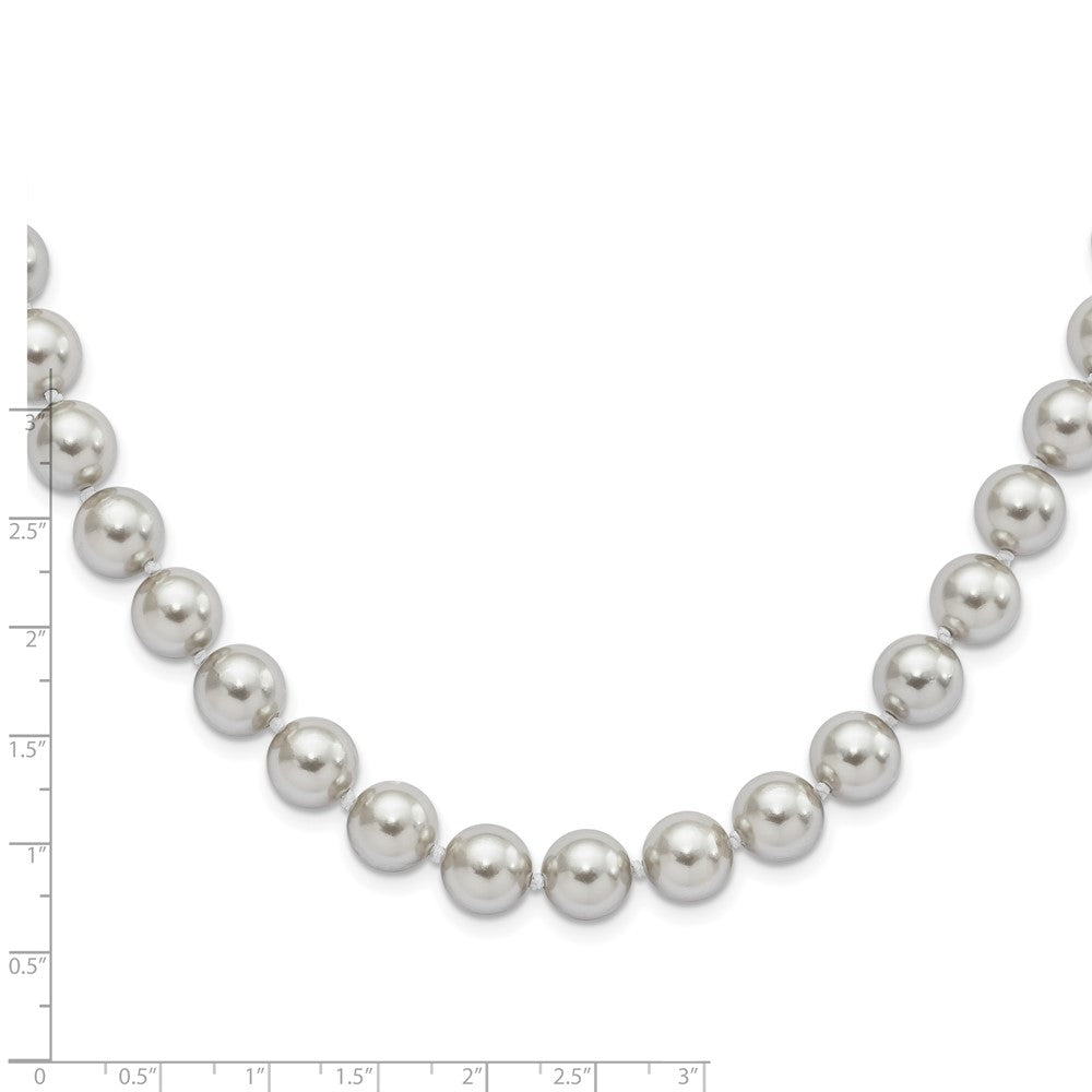 Majestic Sterling Silver Rhodium-plated 10-11mm Grey Imitation Shell Pearl Hand-knotted Necklace 18 Inches