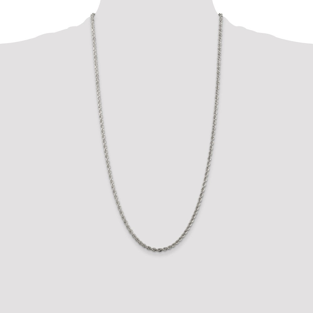 Sterling Silver 3mm Solid Rope Chain 28 Inches