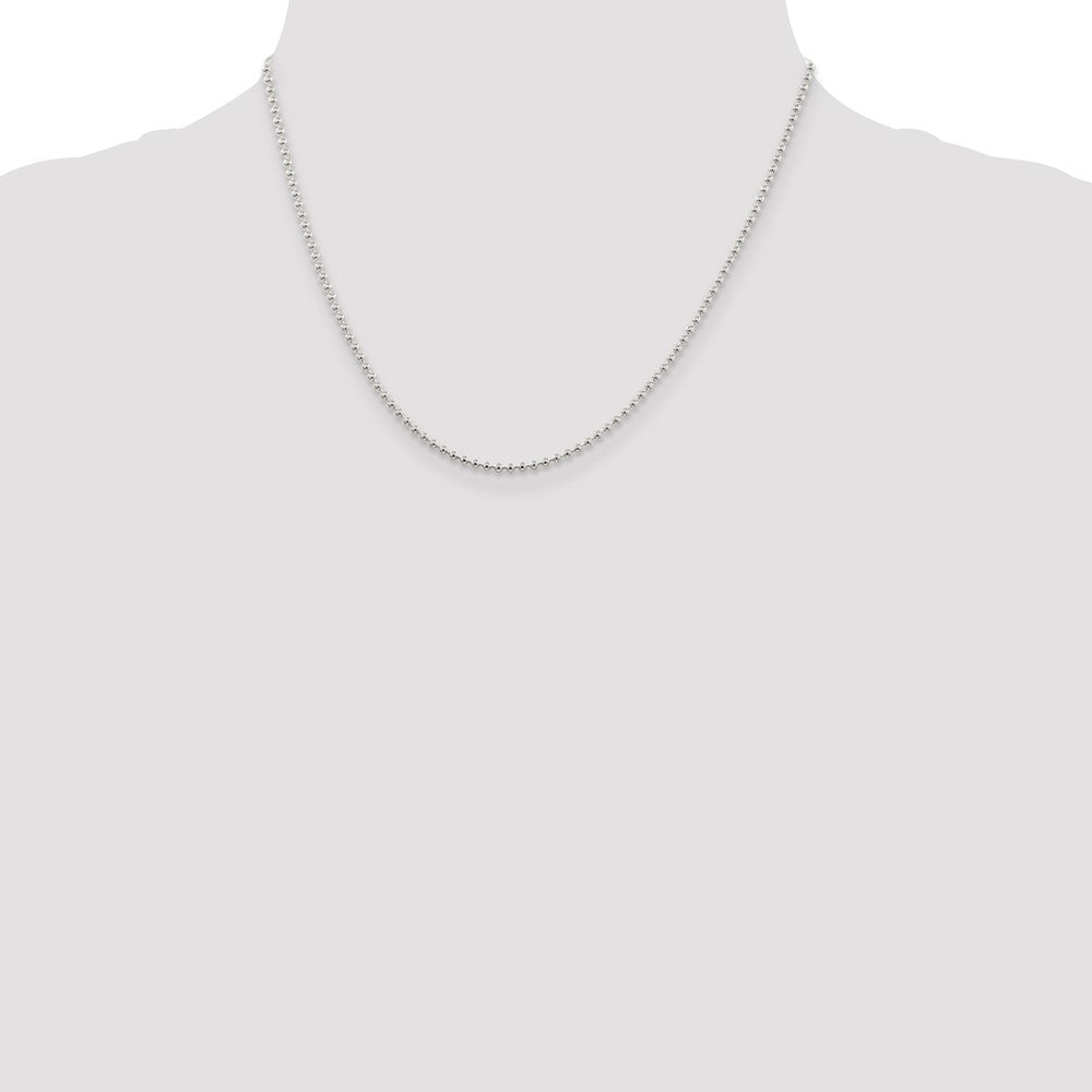 Sterling Silver 2mm Beaded Chain 18 Inches