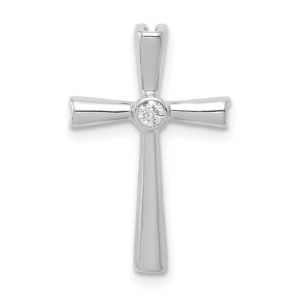14k White Gold AA Diamond Cross Chain Slide PM5017