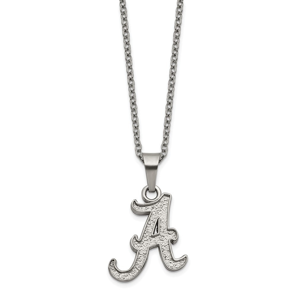 Stainless Steel LogoArt University of Alabama Letter A Pendant 18 inch Necklace with 2 inch Extender QST516UAL