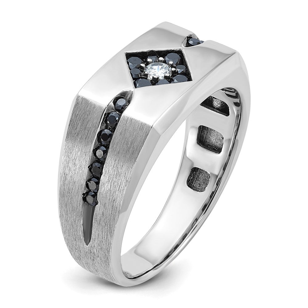 10k White Gold with Black Rhodium IBGoodman Men's Satin Black and White Diamond Complete Ring