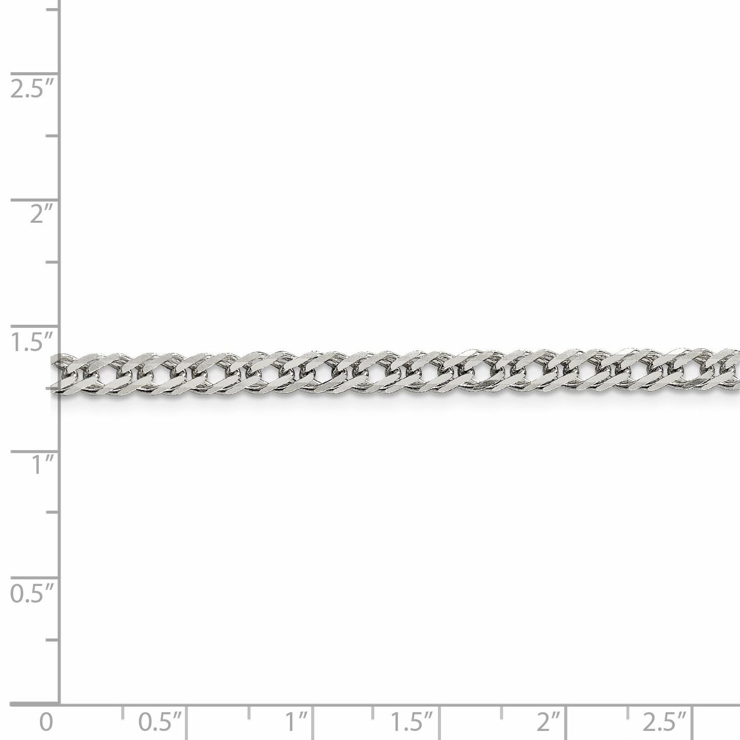 Sterling Silver 4.25mm 6 Side D/C Flat Double Curb Chain 20 Inches