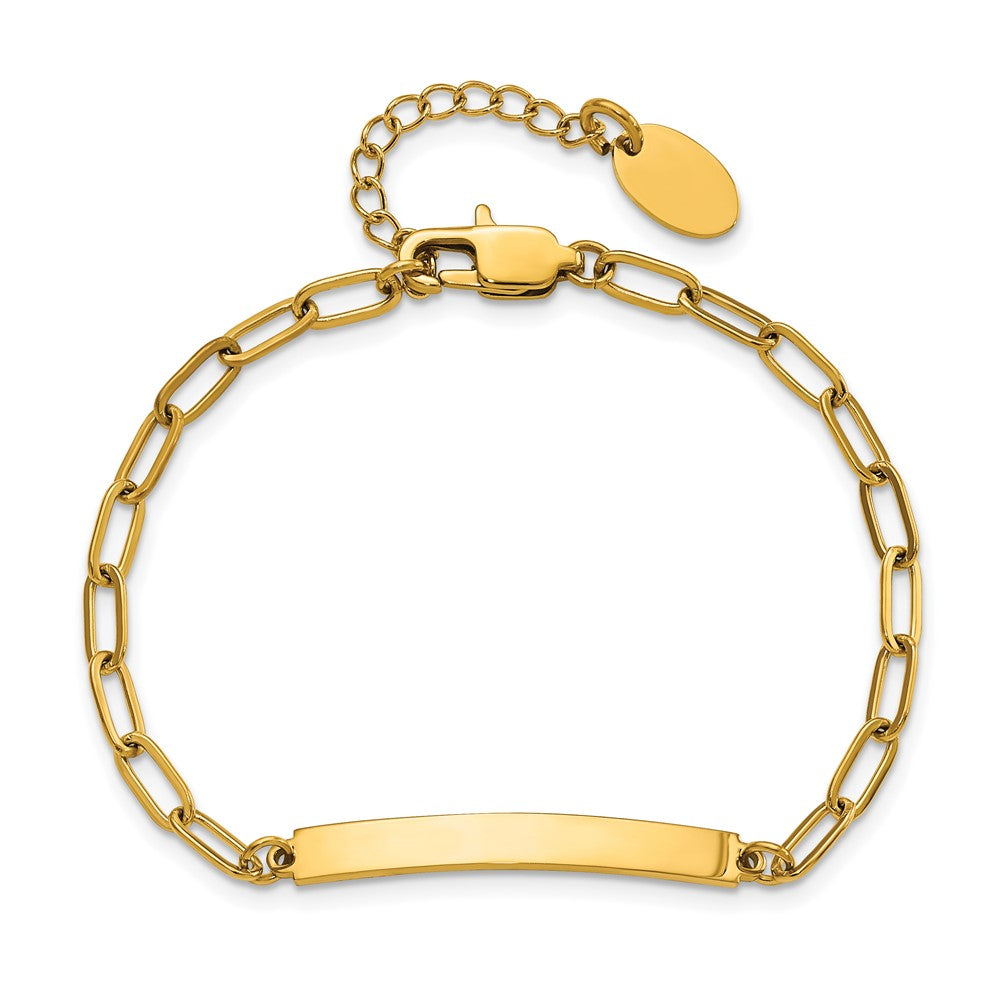Stainless Steel Polished Yellow IP-plated 6.5in w/1.25in ext ID Bracelet 6.5 inches
