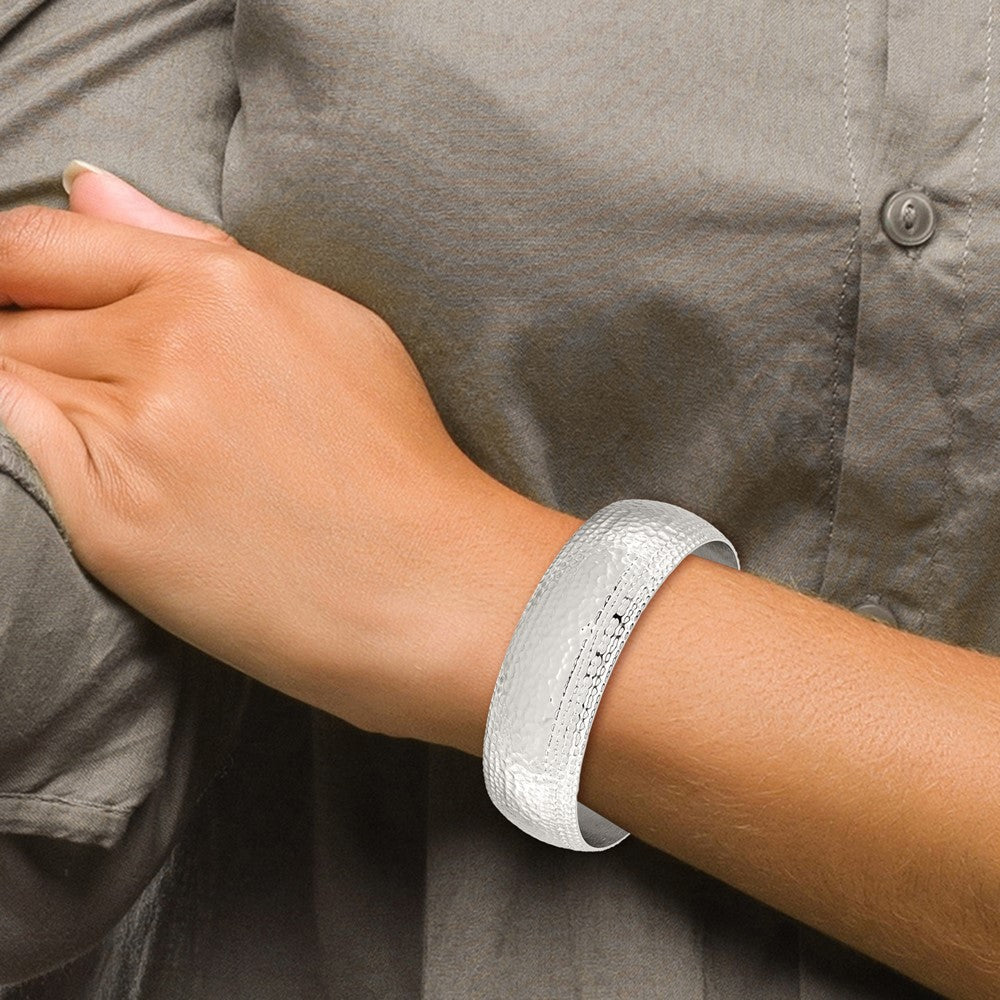 Stainless Steel Brushed and Polished Hammered Bangle