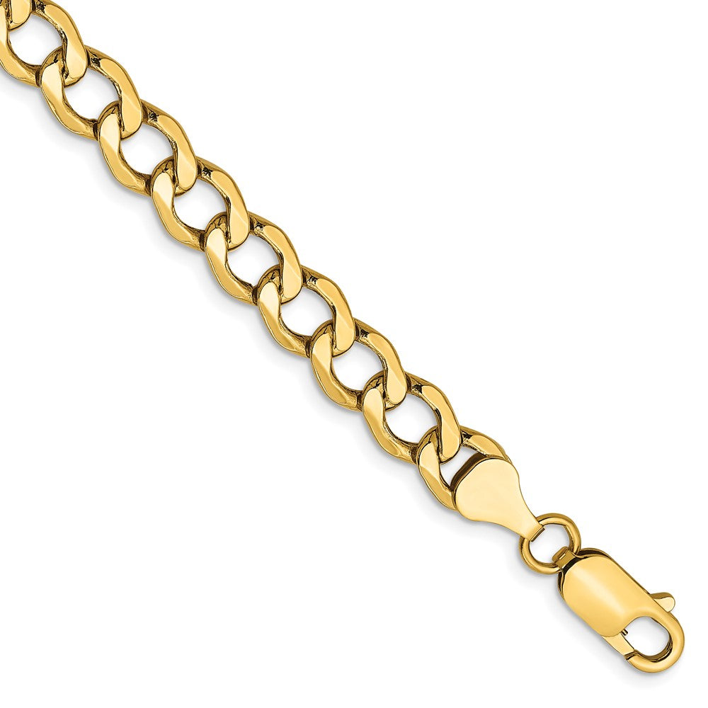 14K 8 inch 6.5mm Semi-Solid Curb with Lobster Clasp Bracelet 8 inches