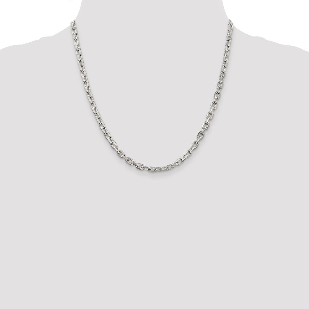 Sterling Silver 4.9mm Beveled Oval Cable Chain 20 Inches