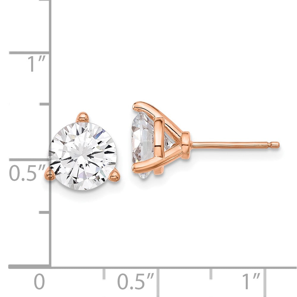 Cheryl M Sterling Silver Rose-tone Brilliant-cut 8mm CZ Stud Post Earrings