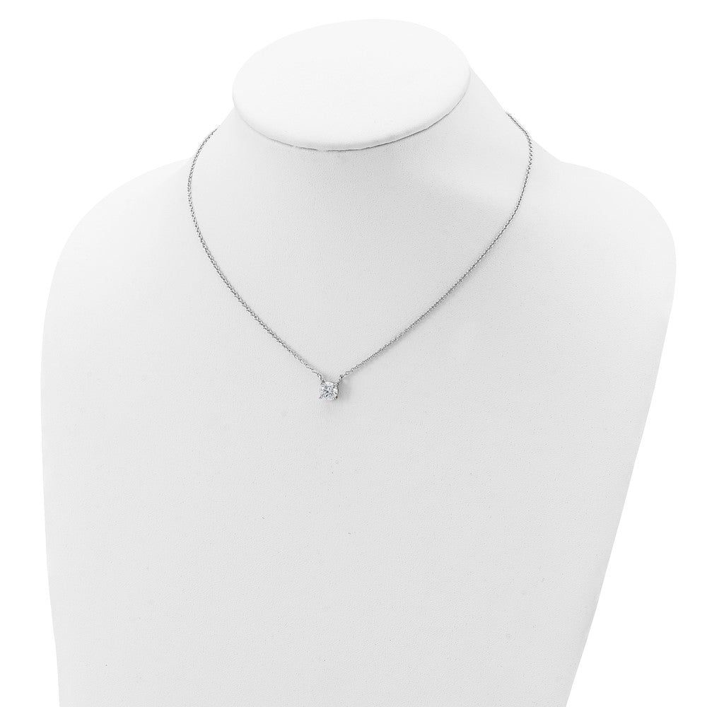 Sterling Silver Rhodium-plated CZ w/1in ext. Necklace 16.5 Inches