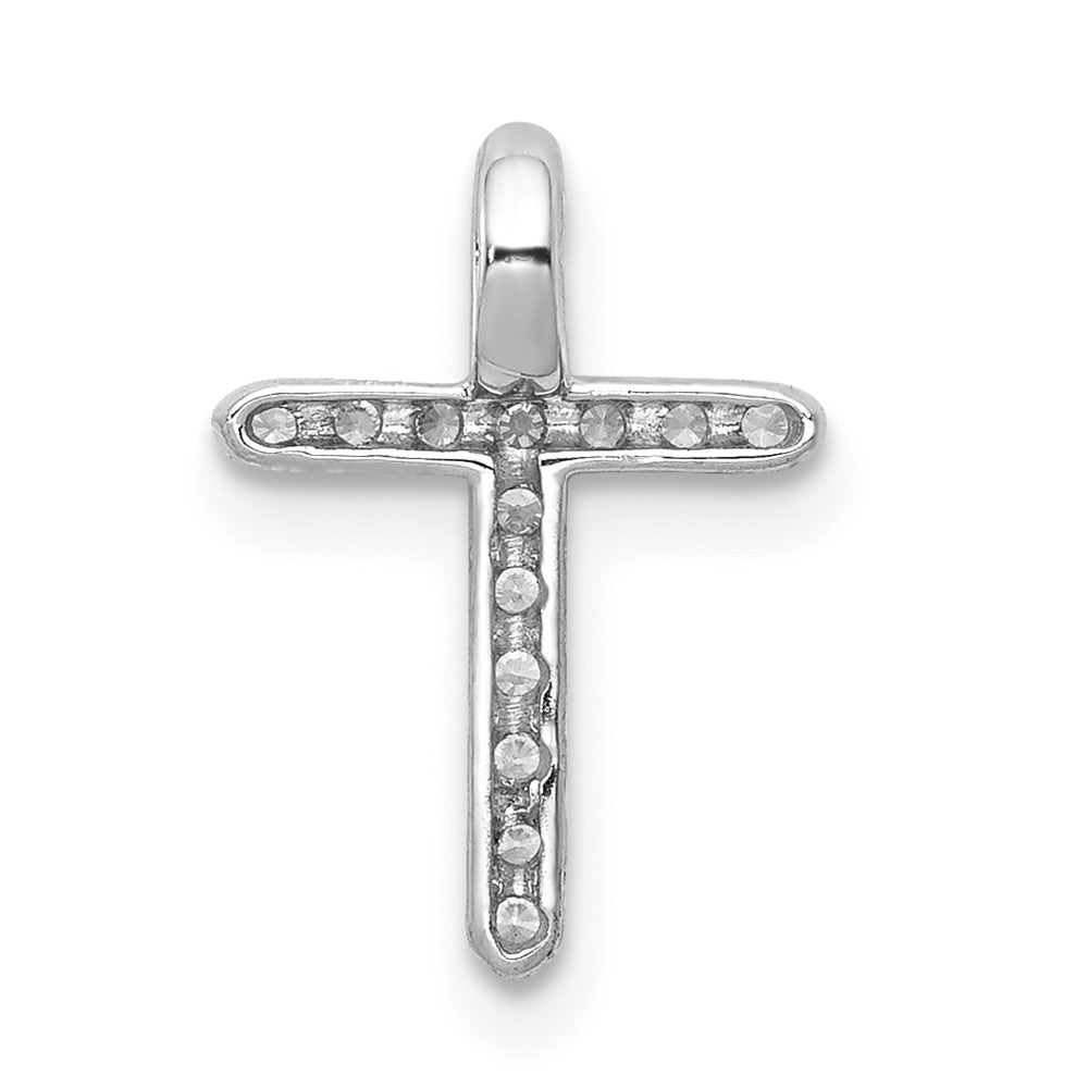 14k White Gold 1/8 carat Lab Grown Diamond VS/SI+ G+ Cross Chain Slide Pendant