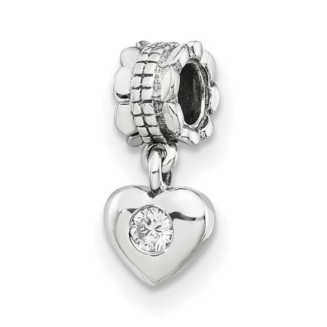 Sterling Silver Reflections CZ Heart Dangle Bead