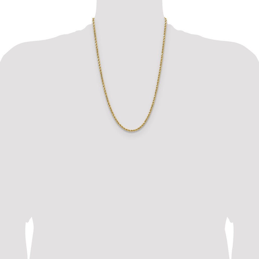 14K 24 inch 3.5mm Semi Solid Diamond-cut Rope with Lobster Clasp Chain