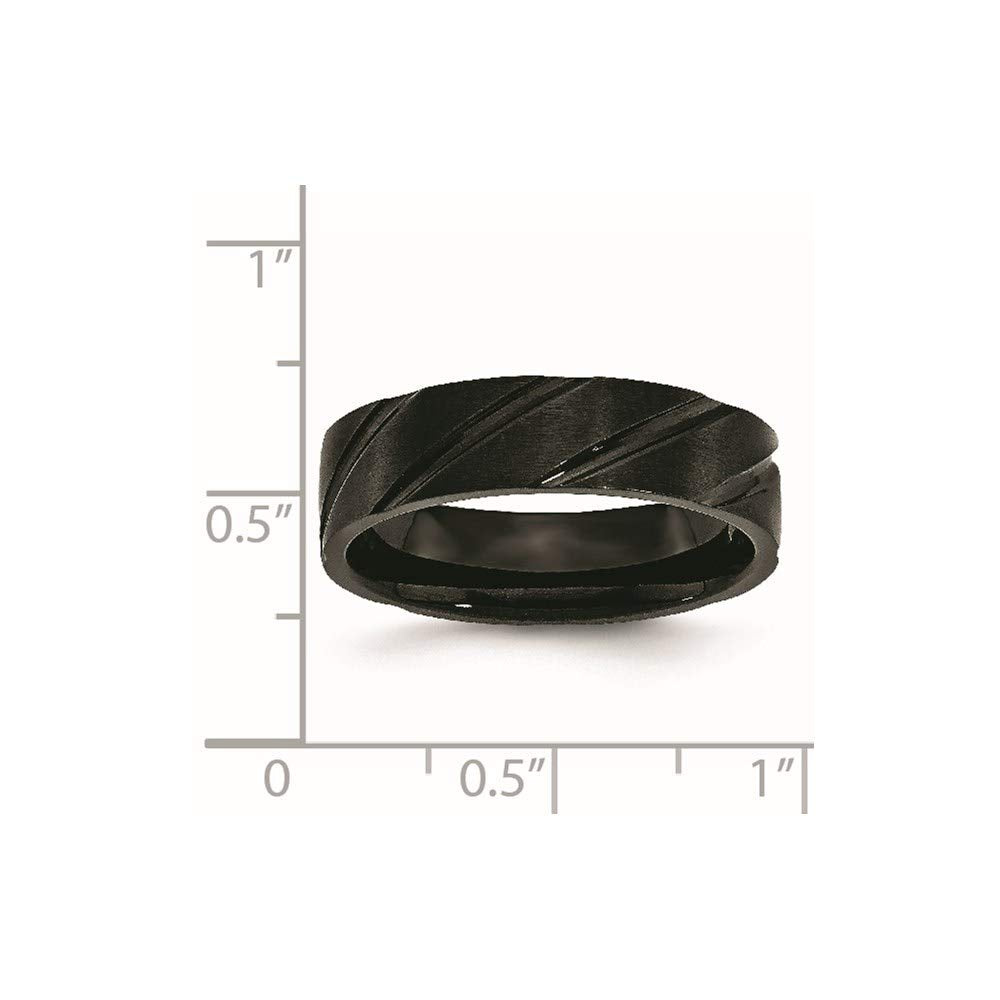 Titanium Brushed and Polished Black IP-plated Swirl Design 6mm Band Size - 11.5