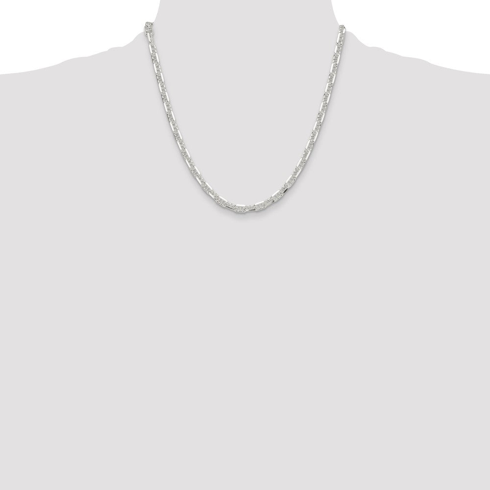 Sterling Silver Polished and D/C 5.5mm Mariner Link Chain