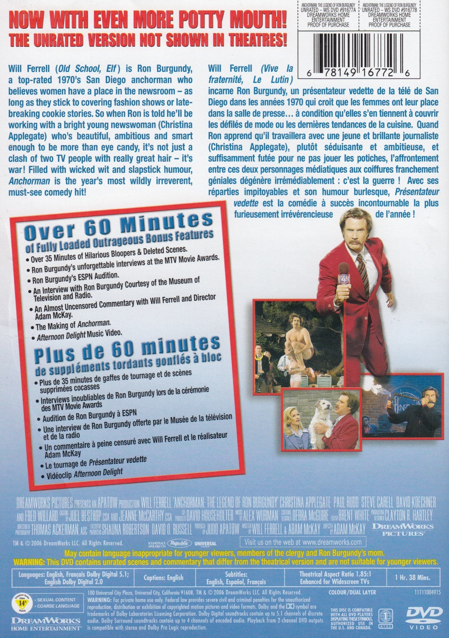 Anchorman: The Legend of Ron Burgundy (Unrated) (DVD), Dreamworks Video, Comedy