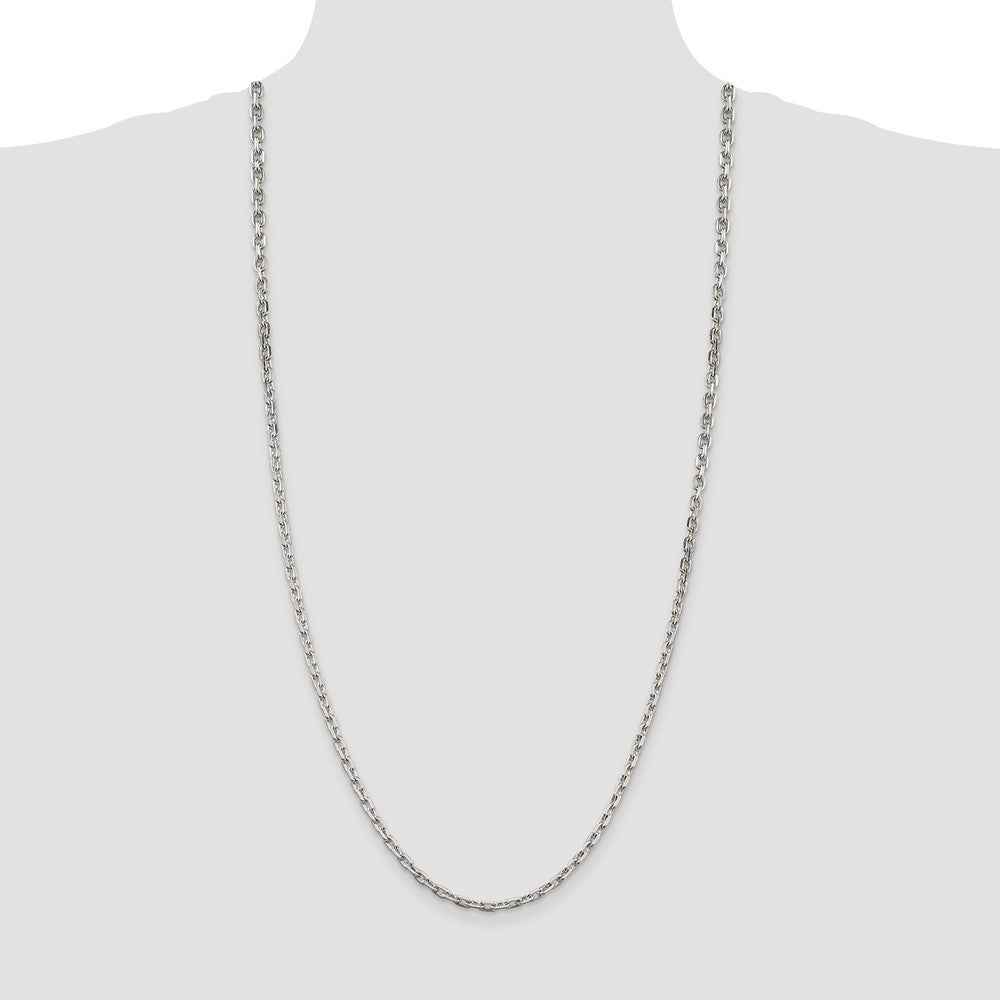 Sterling Silver 3.95mm Beveled Oval Cable Chain 30 Inches
