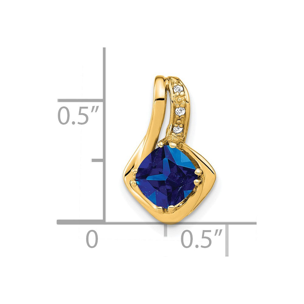 14k Created Sapphire and Diamond Chain Slide Pendant