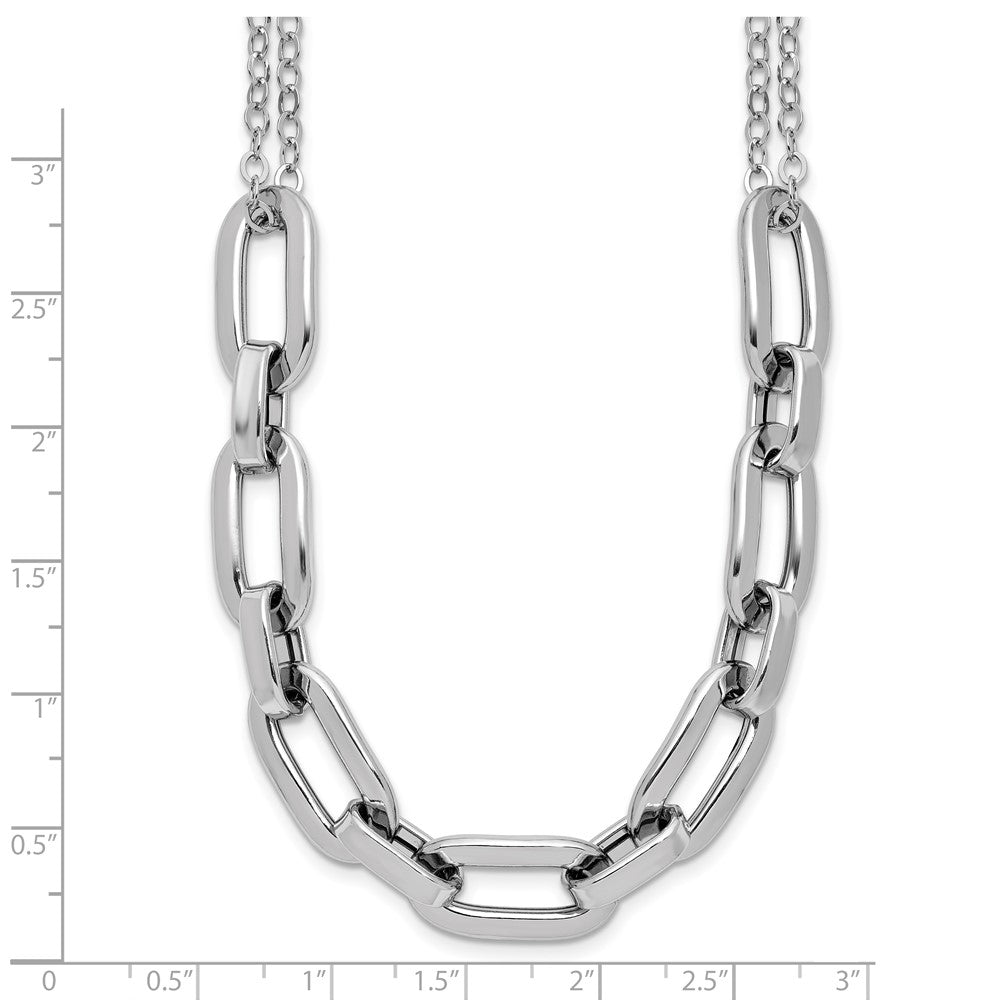 SS RH-plated 2-Strand Fancy Link w/ 2in Ext Necklace
