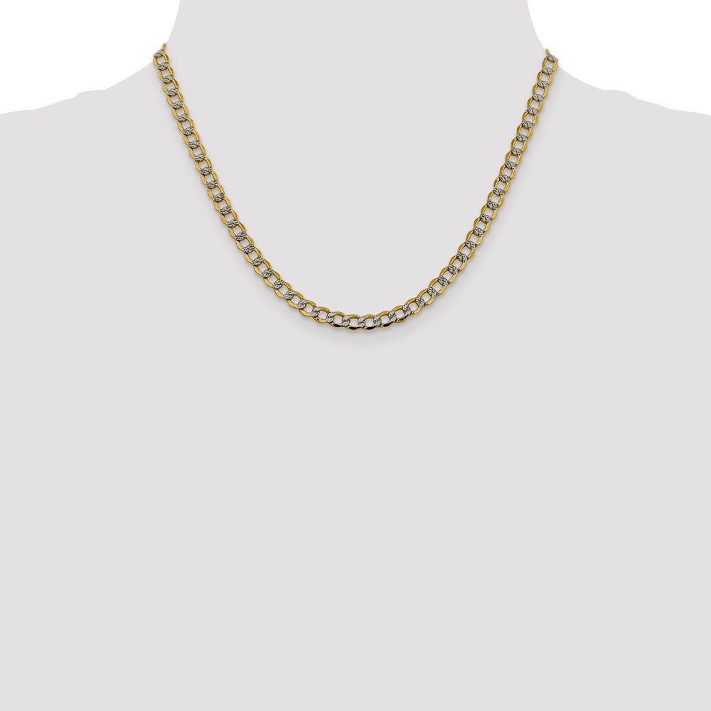 14K 18 inch 5.2mm Semi-Solid with Rhodium Pav‚ Curb with Lobster Clasp Chain