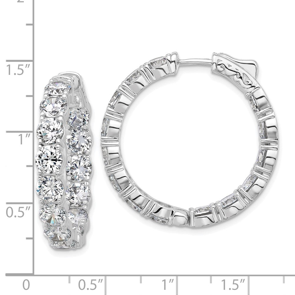 Sterling Shimmer Sterling Silver Rhodium-plated 4.75mm CZ 28 Stone In and Out Hinged Hoop Earrings