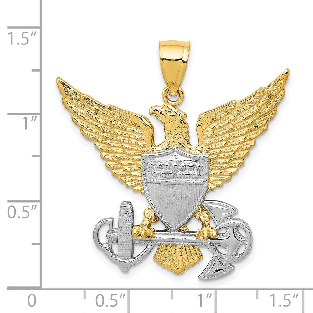 14K Two-tone US Navy Eagle Pendant