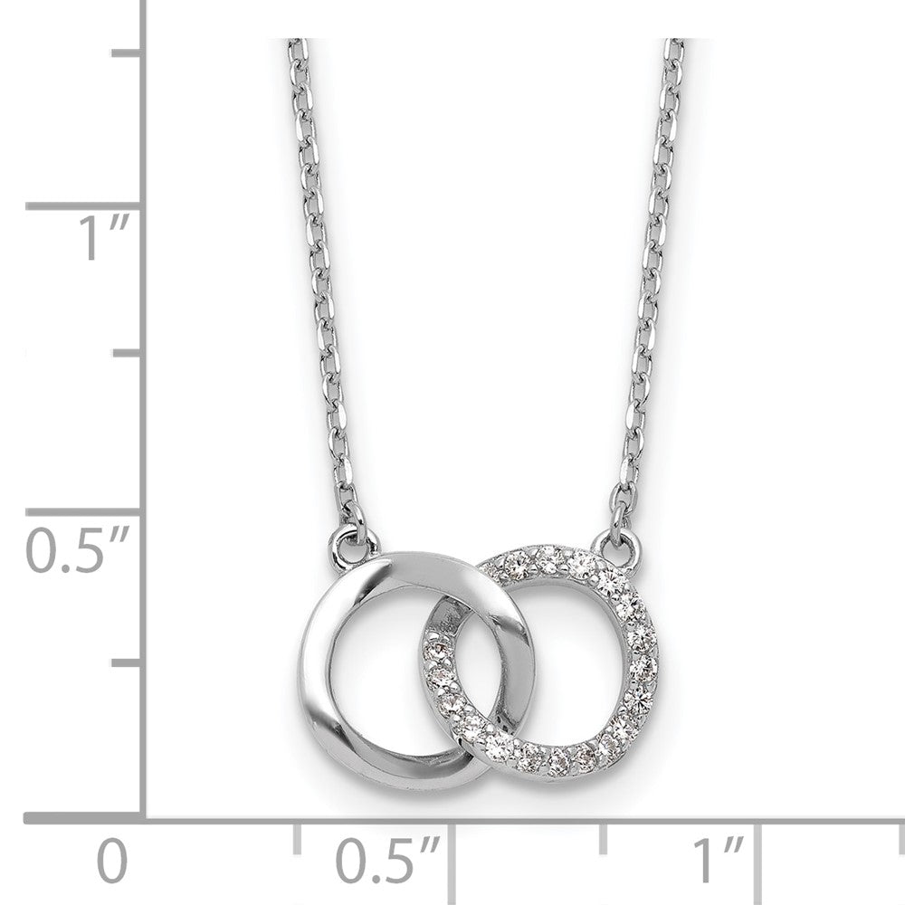 Cheryl M Sterling Silver Rhodium-plated Polished CZ Interlocking Ring Necklace 18 Inches