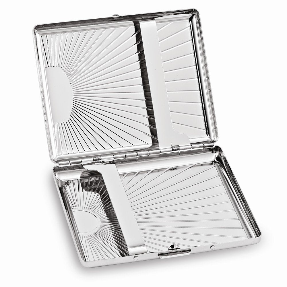 Classic Silver Sunburst Cigarette Case Metal 100's