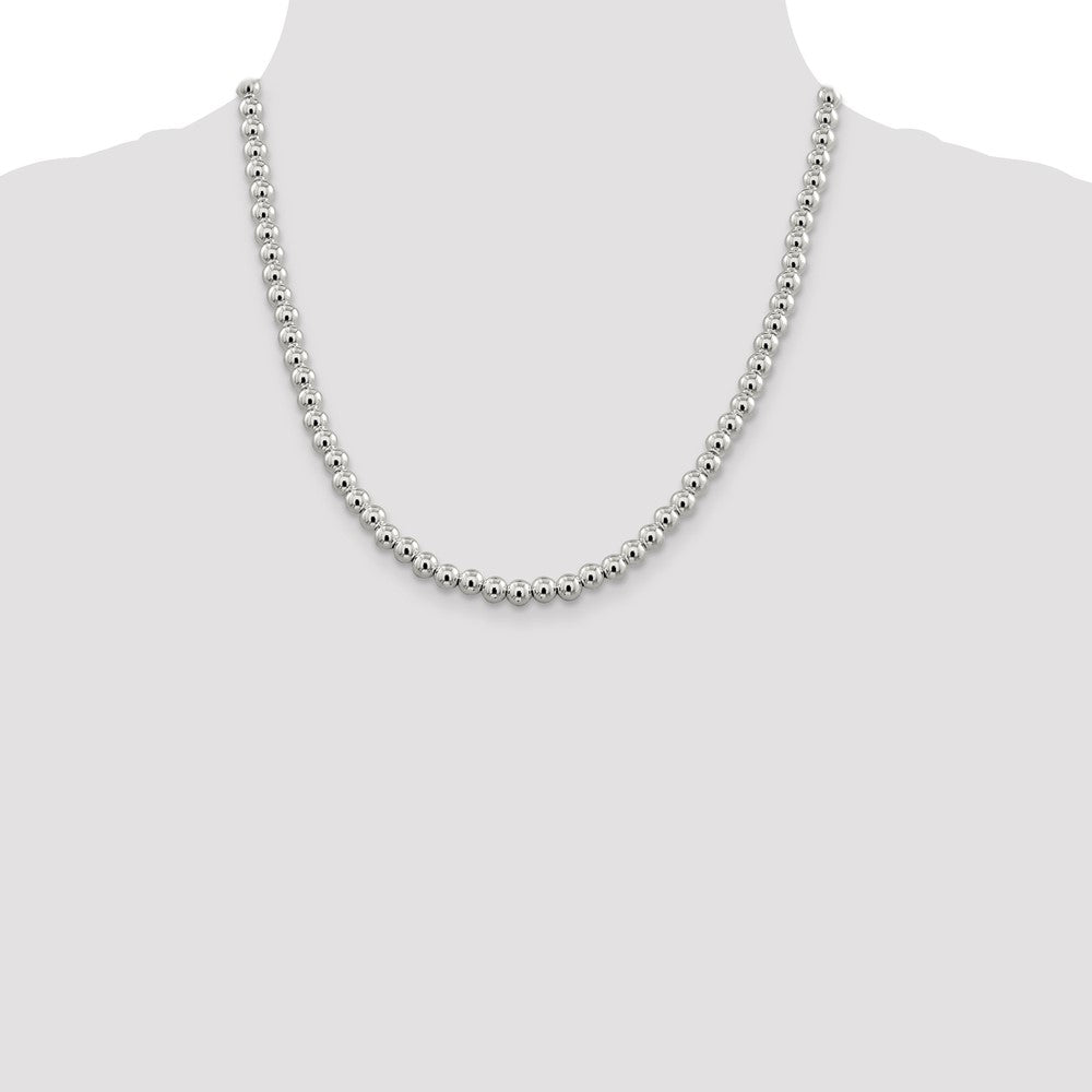 Sterling Silver 6.1mm Beads on Box Chain 20 Inches