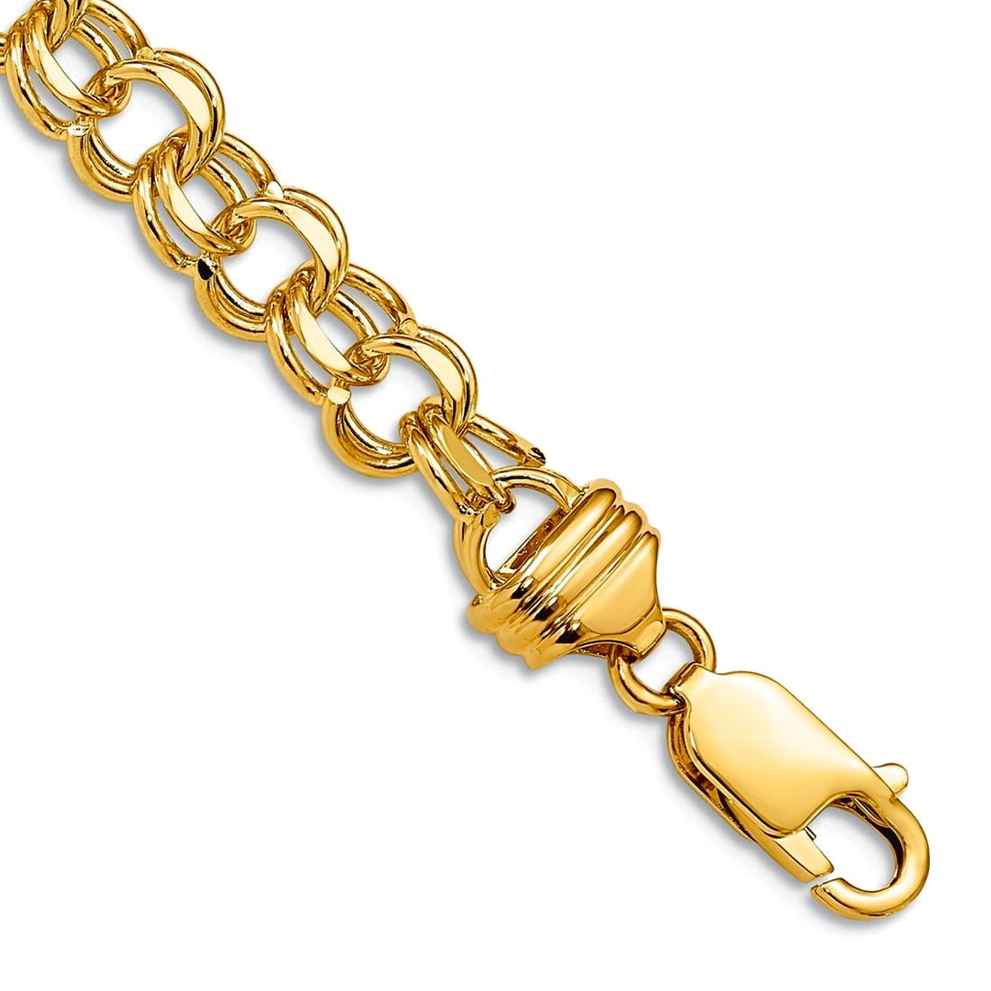14k 6.5mm Diamond-cut Solid Heavy Double Link 7 inch Charm Bracelet