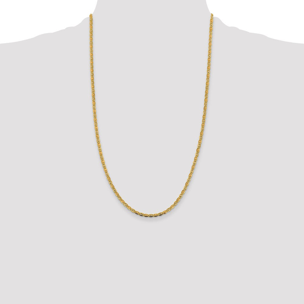 14K 26 inch 2.75mm Tri-color Pav‚ Valentino with Lobster Clasp Chain