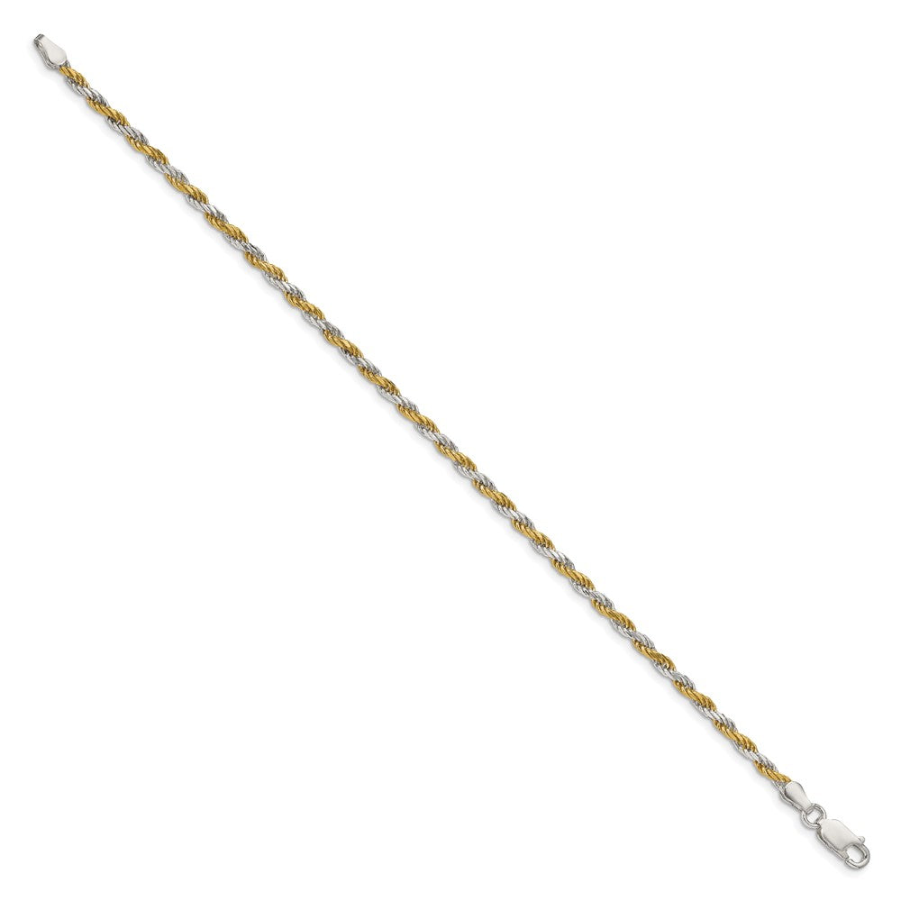 Sterling Silver And Vermeil 2.5mm Diamond-cut Rope Chain 7 inches