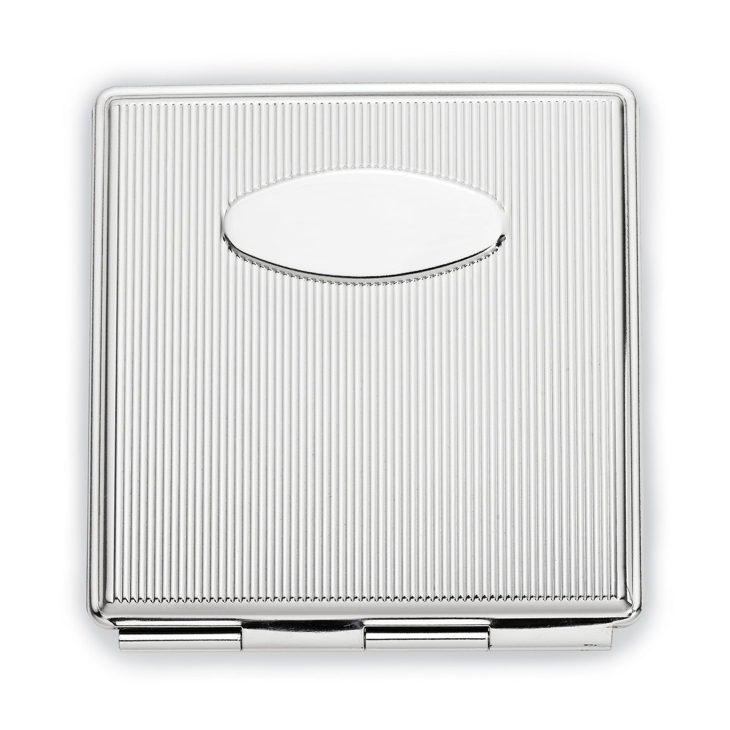 Silver-tone Etched Lines Square Compact Mirror Q-GM16823