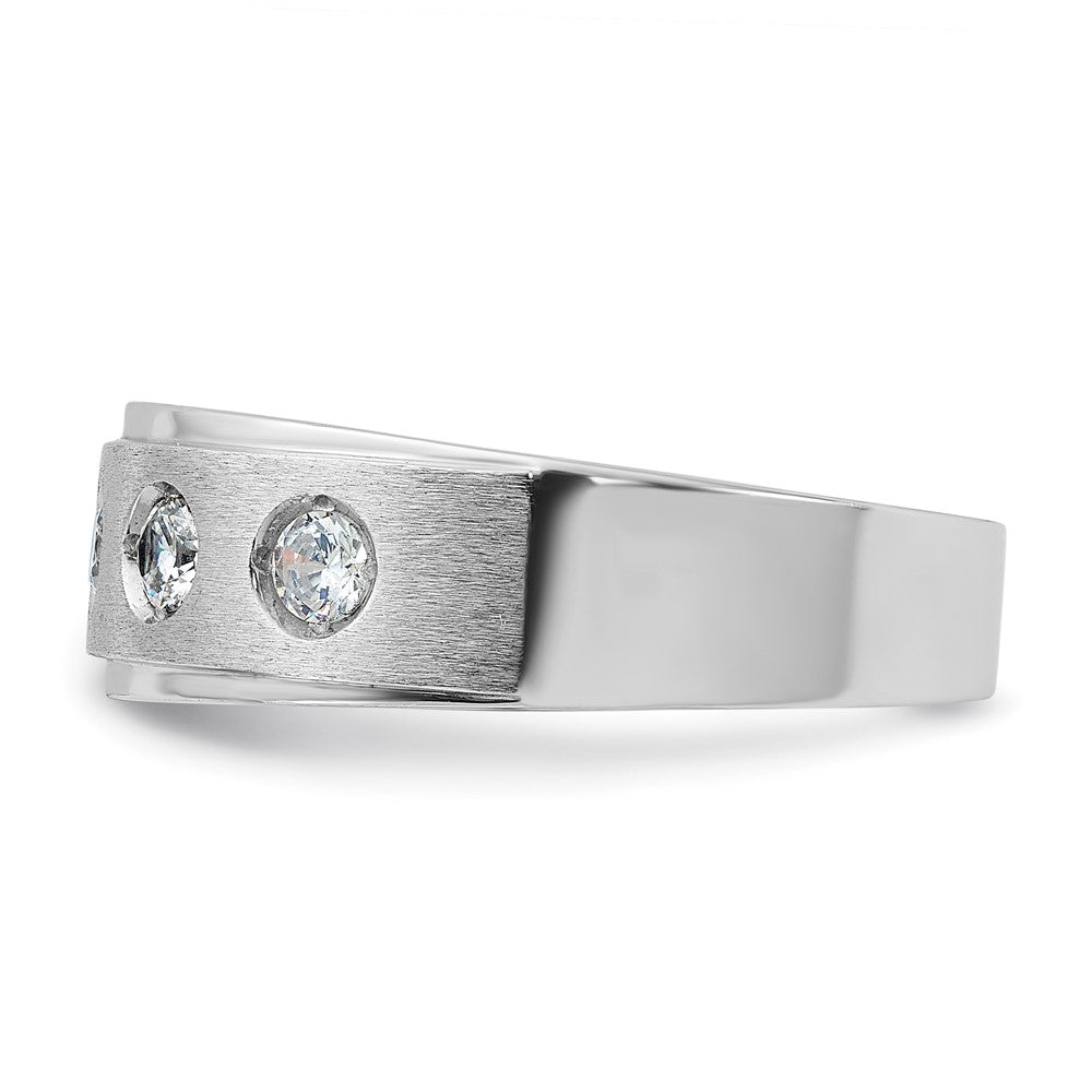 14k White Gold IBGoodman Men's Polished and Satin 1/2 carat Diamond Complete Ring