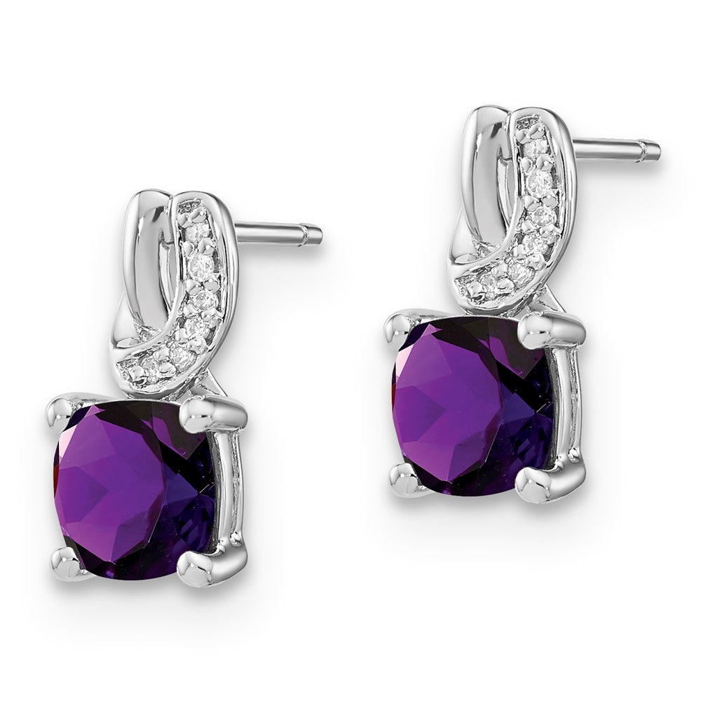 SS Amethyst & Diamond Earrings