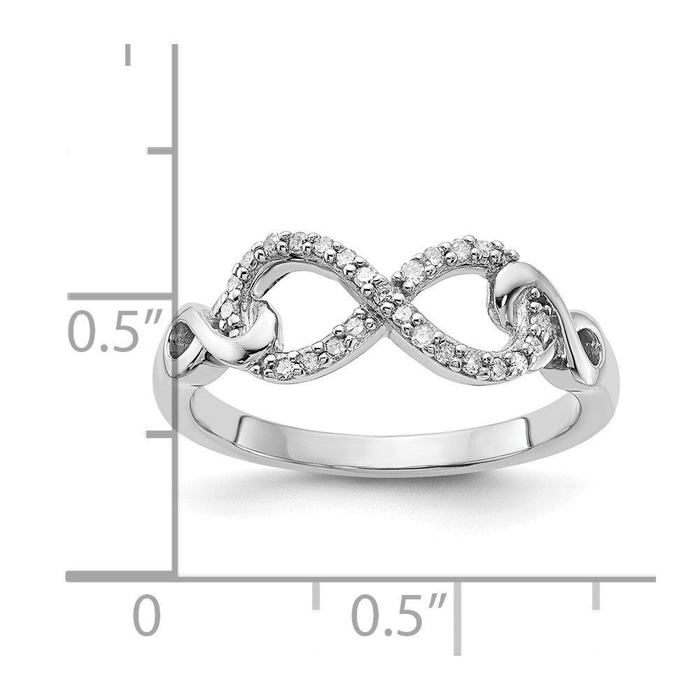 Sterling Silver Rose Tone Diamond Infinity Ring