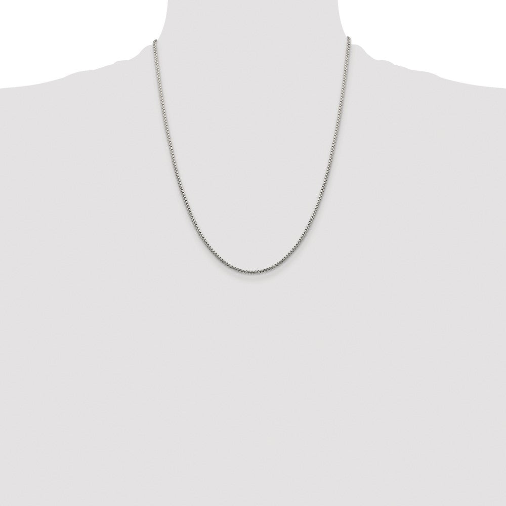Sterling Silver Rhodium-plated 1.75mm Diamond-cut Round Box Chain