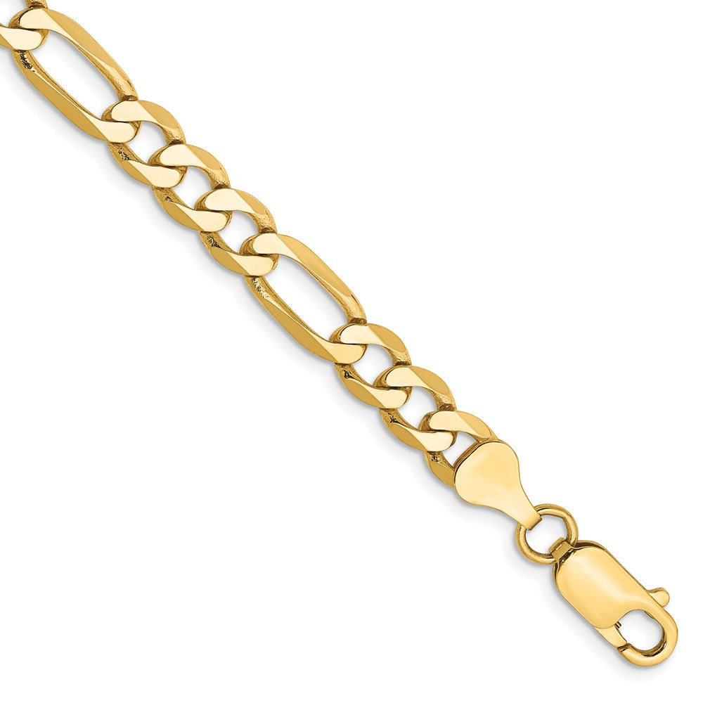 14K 7 inch 6.25mm Flat Figaro with Lobster Clasp Bracelet 7 inches
